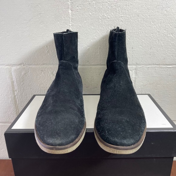  Black Suede Ankle Boots Back Zipper‎ Crepe Sole Men\'s Size 10 Made in India main image 7